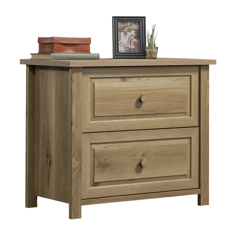 Classeur latéral pour bureau à domicile - Finition chêne blanc, design, deux tiroirs, construction, solution de rangement compacte de style lettre et dossiers légaux dans ou dans le salon,