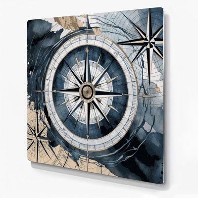 Art mural en métal bleu nautique contemporain