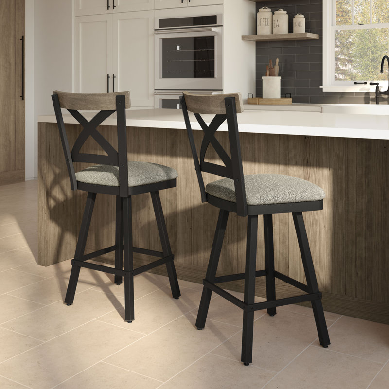 Tabouret de bar et de comptoir pivotant Karsten, Tabouret de bar (siège d'une hauteur de 30,5 po), Bois beige