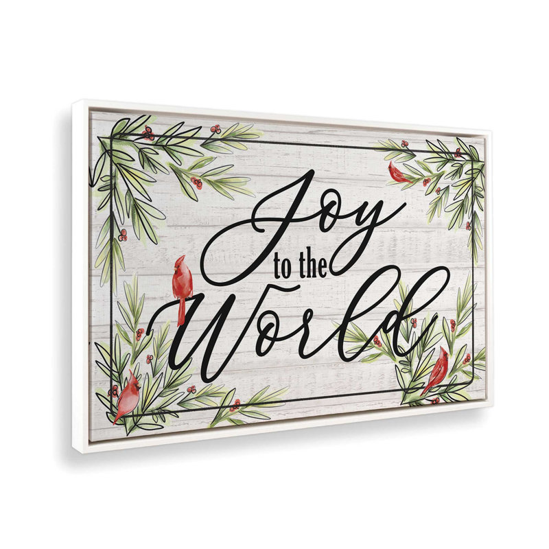 «Joy to the world» par Dogwood, L 12 po x H 8 po, Blanc, Toile avec cadre