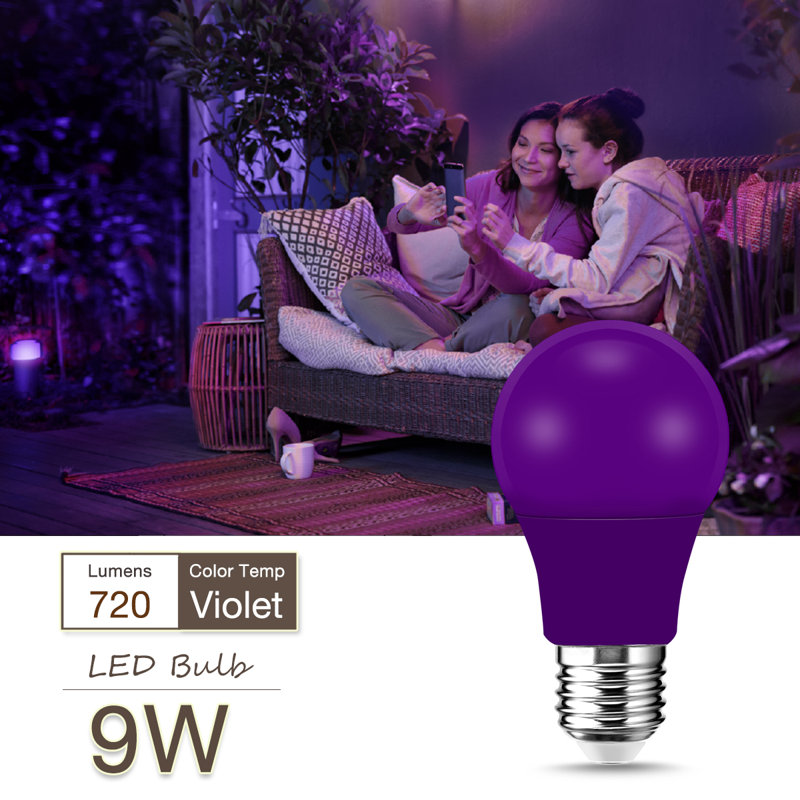 Ampoule DEL A19 60 W à intensité variable de 60 watts dans la base mauve E26 / moyenne (standard)