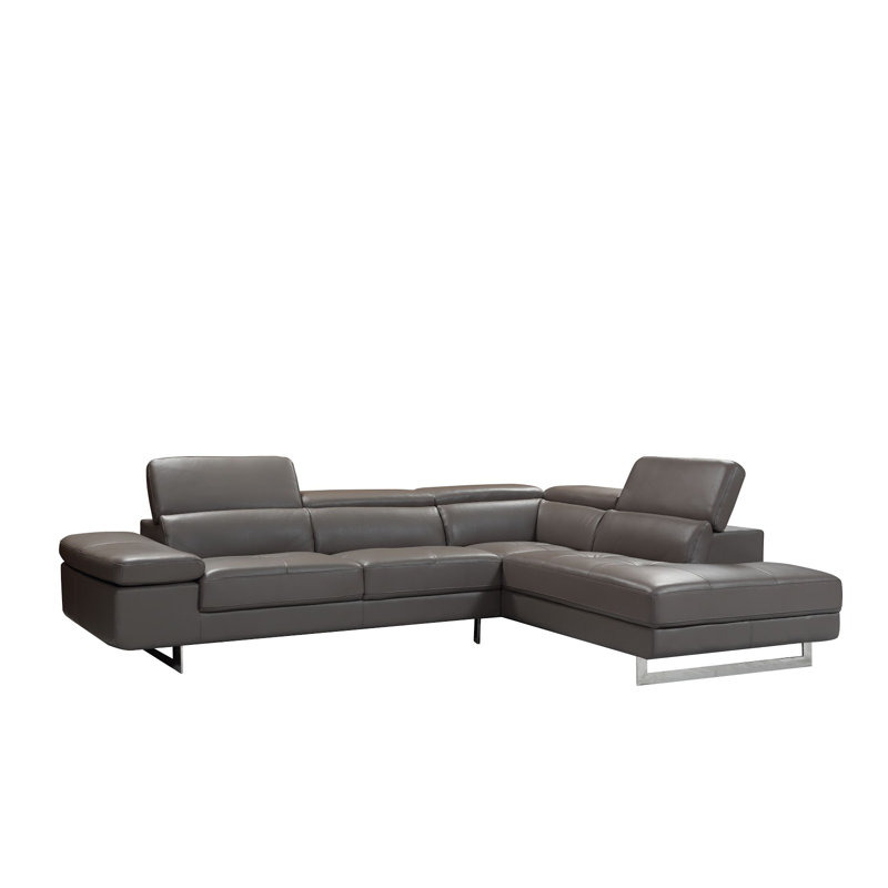 Keyesport Upholstered L-Shaped Sectional, Right Hand Facing, Light Gray