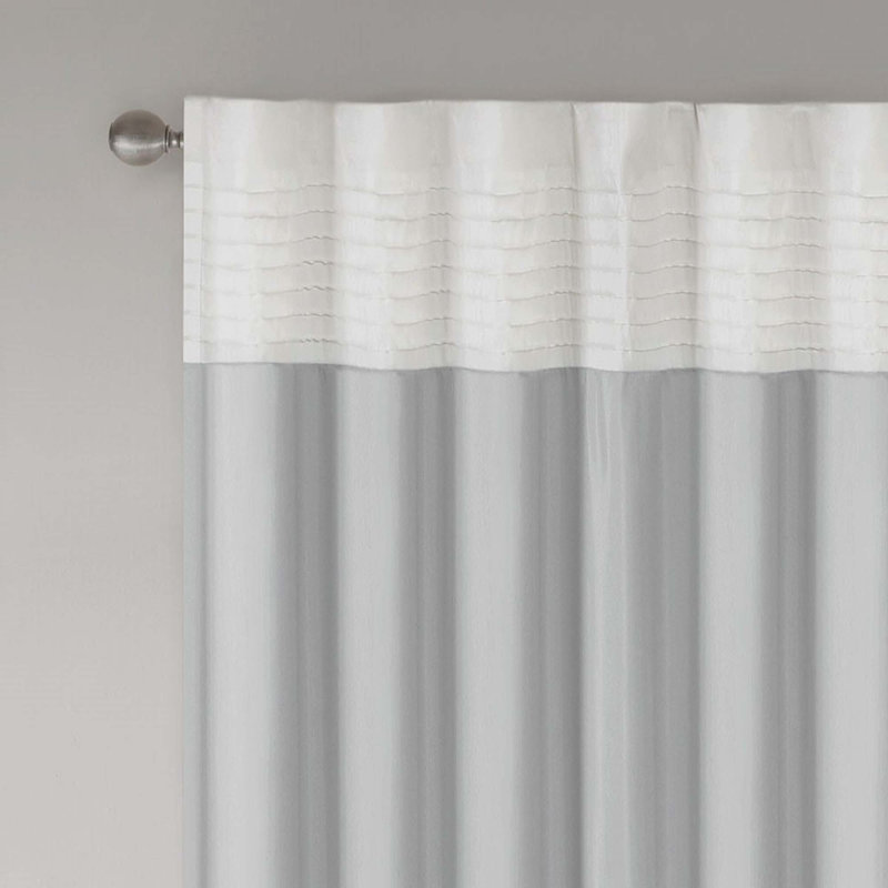 Polyoni Pintuck Curtain Panel(Only 1 Pc Panel), Gray