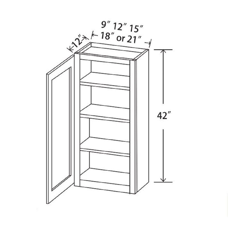 Armoire de cuisine murale - style Shaker, H 42 po x l 21 po x P 13 po