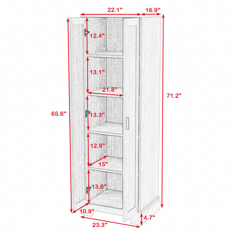 Winshell Freestanding Bathroom Cabinet with Adjustable Shelves, Brown