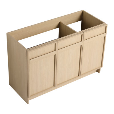 Meuble-lavabo de 48 po avec fonction - Contreplaqué, armoire élégante autoportante à 3 portes à fermeture en douceur, contreplaqué