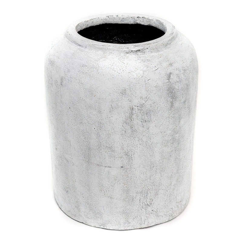 Antique White Cement Planter, Decorative Plant Pots for All House Plants, 35" H x 21.65" W x 21.65" D