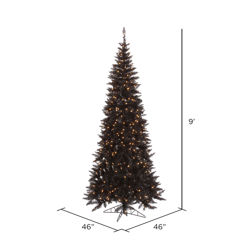 Black Fir Slim Artificial Christmas Tree, 9' H, Pre-Lit