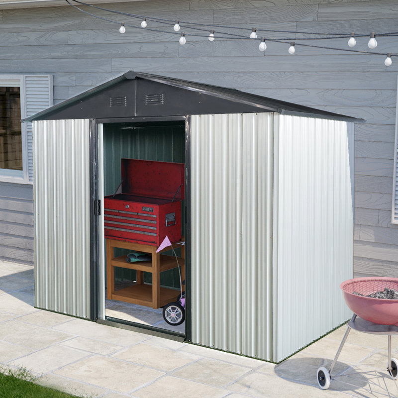 Remise de rangement extérieure en métal 8 pi x 4 pi pour patio, pelouse