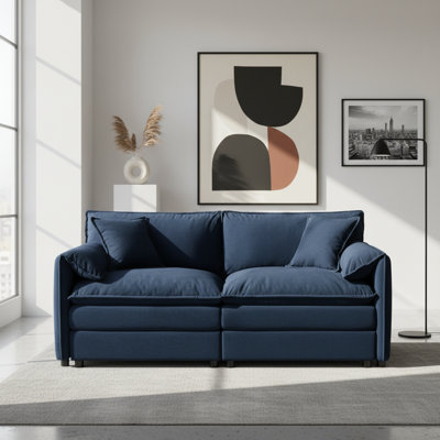 Canapé surdimensionné en chenille surdimensionné avec canapé moderne et profond, bleu marine
