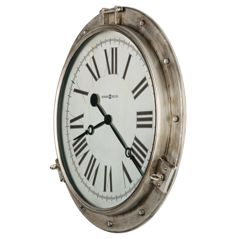 Oversized Beige Metal Transitional Wall Clock