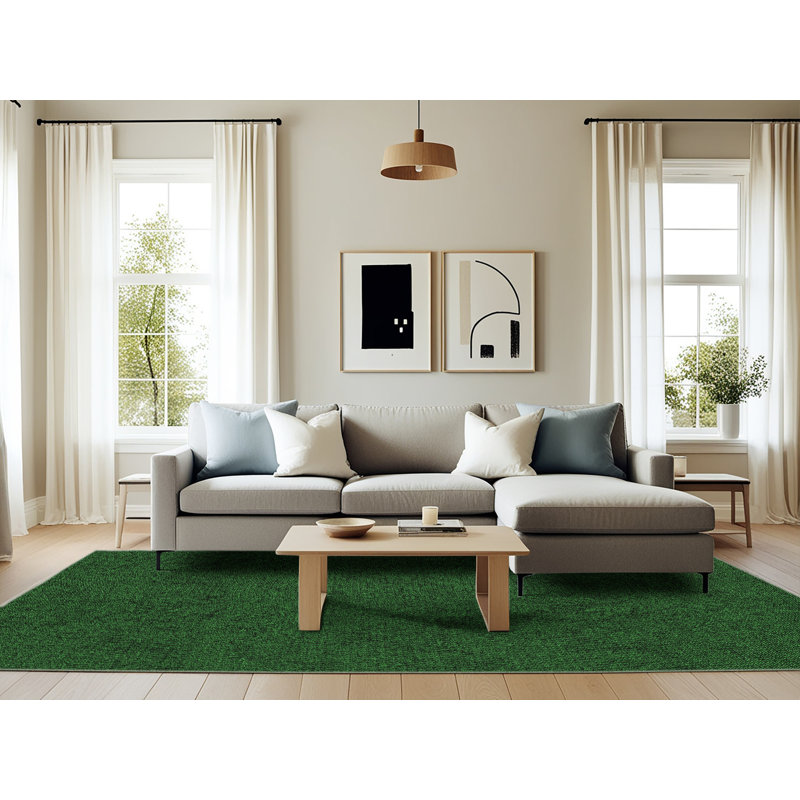 Tapis vert tissé à la machine, Rectangle 6 pi x 9 pi