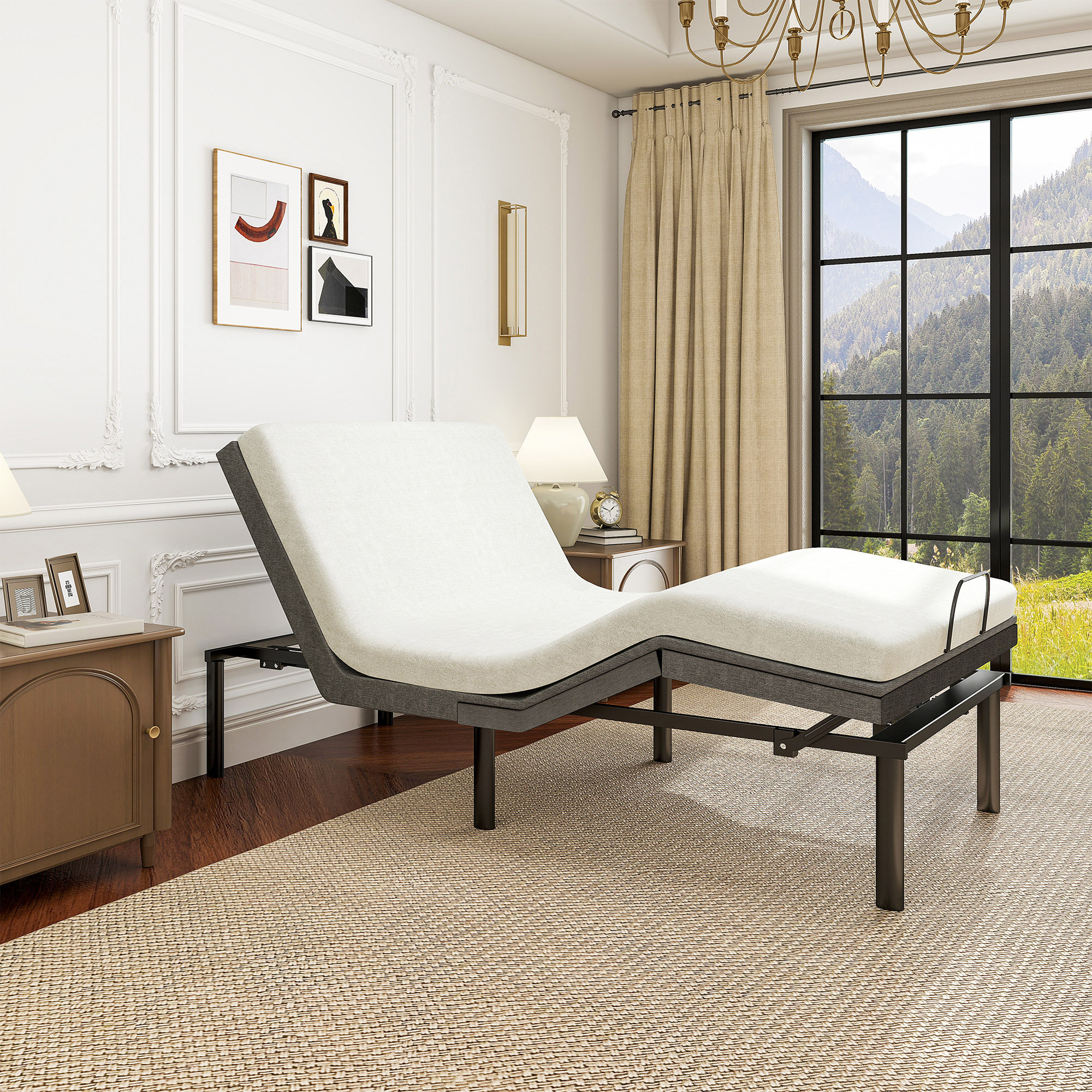 Alwyn Home Adjustable Bed Frame, Electric Bed with Wireless Remote