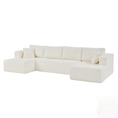 Canapé modulaire en U en forme de U, canapé Cloud confortable avec poches latérales, canapé-lit moderne en mousse à mémoire de forme en velours côtelé pour le salon, aucun assemblage requis