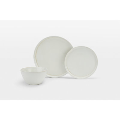 Waterside 12pc Reactive Glaze White Dinner Set