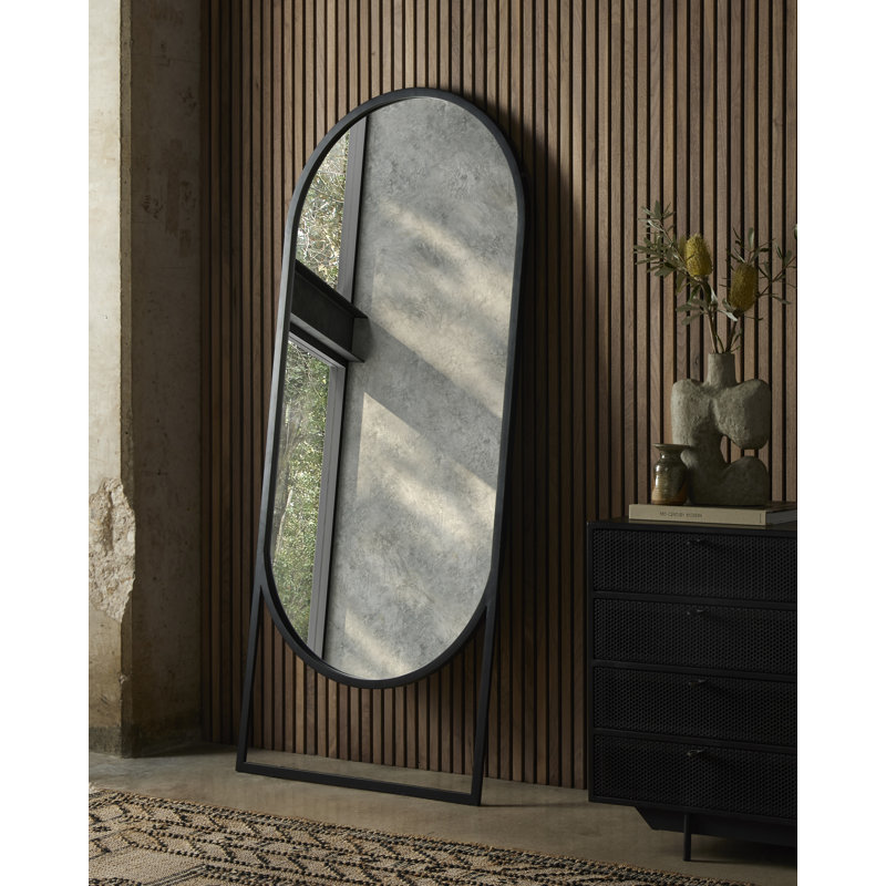 Dawson Flat Metal Mirror, Matte Black