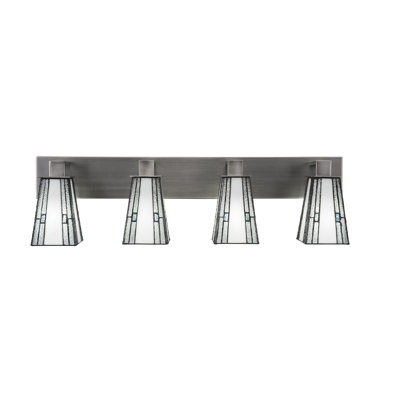 Barre d'éclairage de salle de bain 4 lumières Apollo au fini graphite avec verre carré 5 po