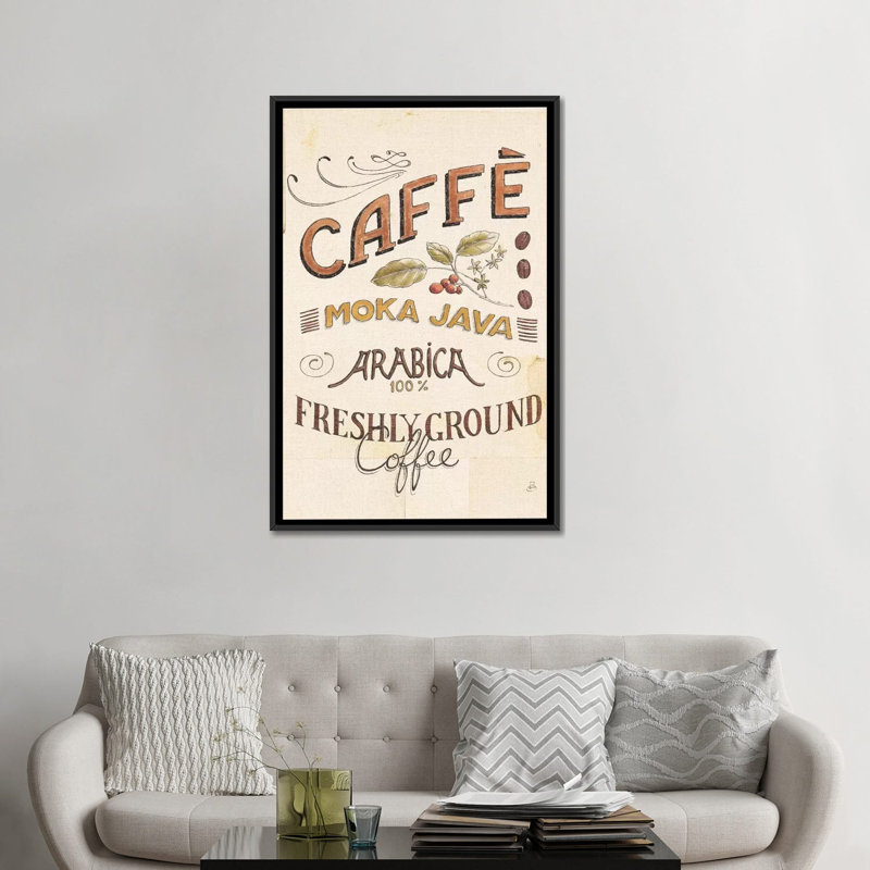 « authentique coffee vii », toile rétro sur toile, H 26 po x l 18 po x P 1,5 po, Toile avec cadre noir, Pas de tapis