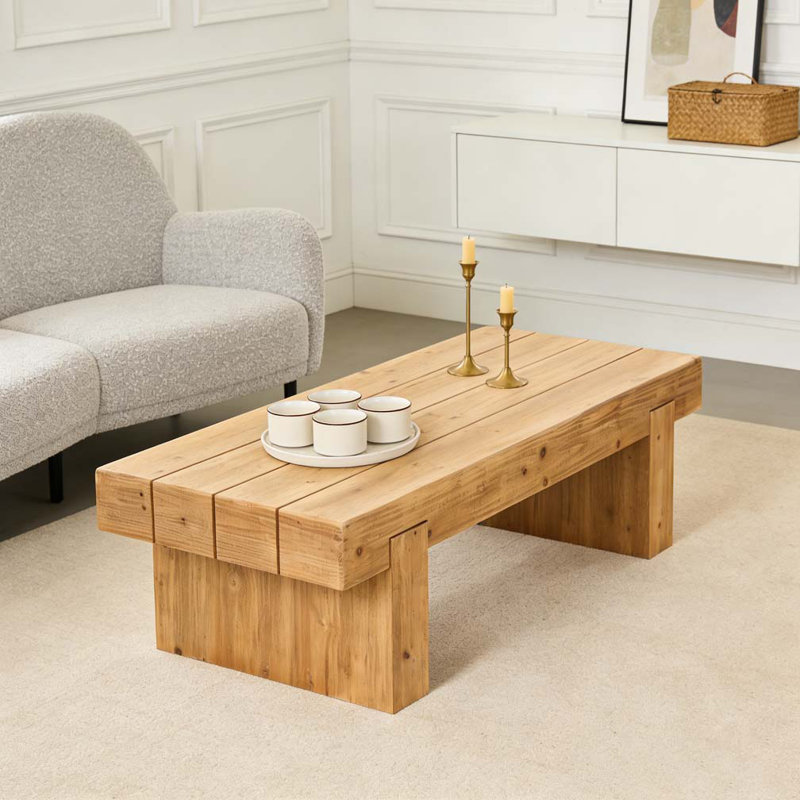 47.6" Farmhouse Solid Wood Coffee Table