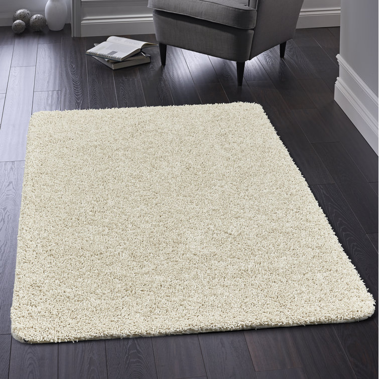 Solid Colour Shaggy Area Rug Ivory