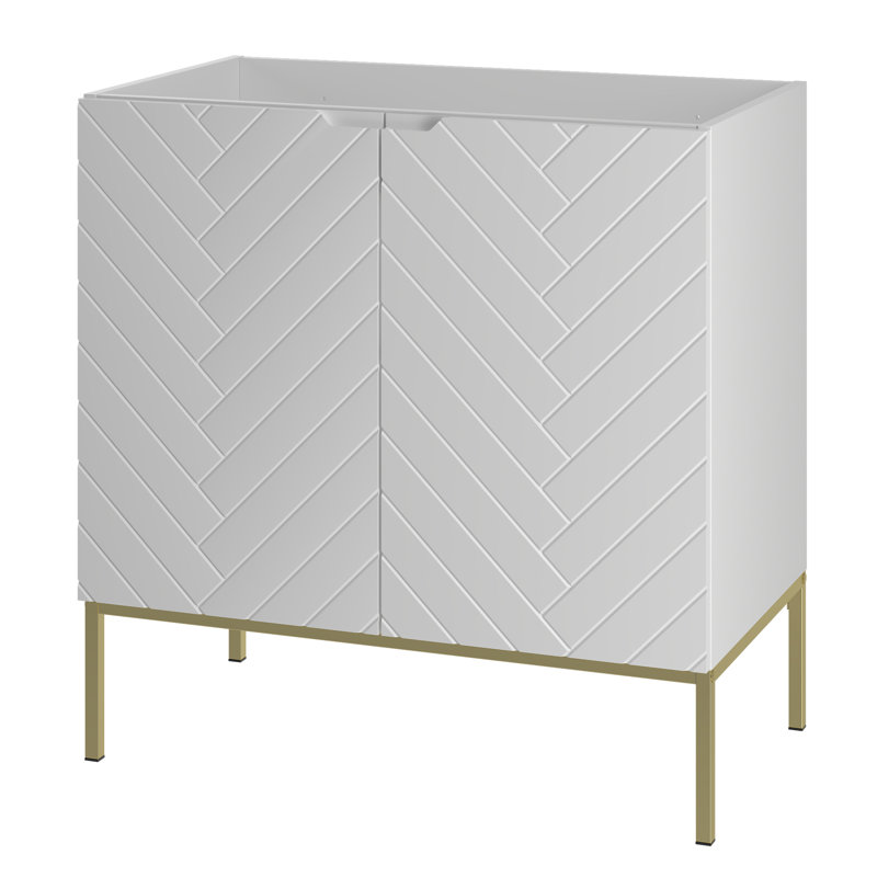 Rigdel Washbasin Cabinet 80, White/Gold