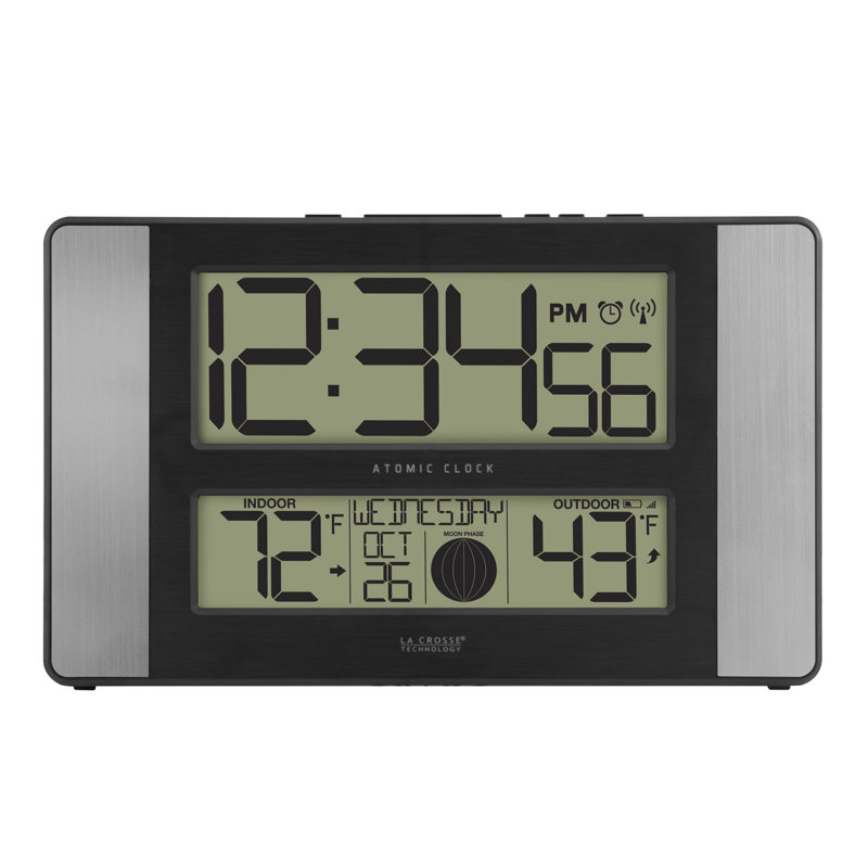 Jorgenson Atomic Digital Clock, Silver/Black