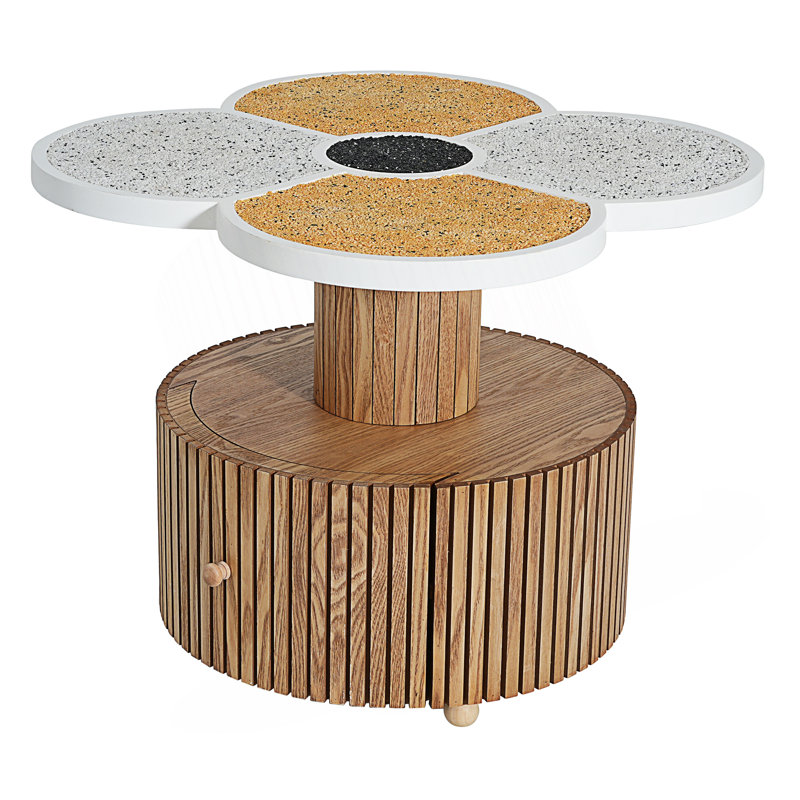 Unique Four-Leaf Clover Side Table With Drawer