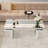 47 Inches Luxury Rectangular Mirror Coffee Table with Fluted Tempe Glass, Modern Sofa Side Table, Easy 2-Step Assembly, Light Luxury Style, Reinforced Packaging