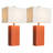 21" Modern Faux Leather Table Lamps with USB-A & USB-C Charging Ports (Set of 2)-368871408-368871413