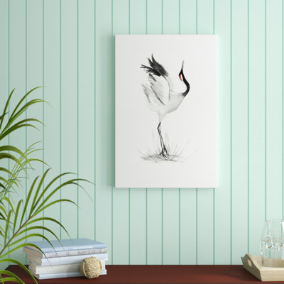 «Japanese Cranes I», peinture sur toile