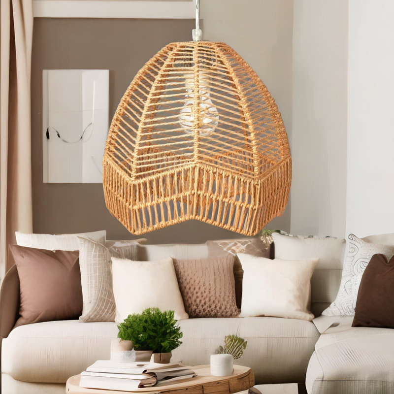 28cm H Rope Pendant Shade in Brown