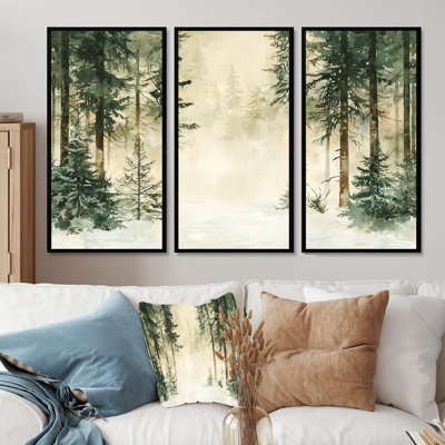 «Minimalist Winter Forest Landscape I - Winter Landscape», ensemble de reproduction d'art mural