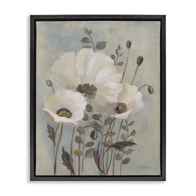 Neutral Poppies Cluster Floater Canvas Wall Art by Silvia Vassileva