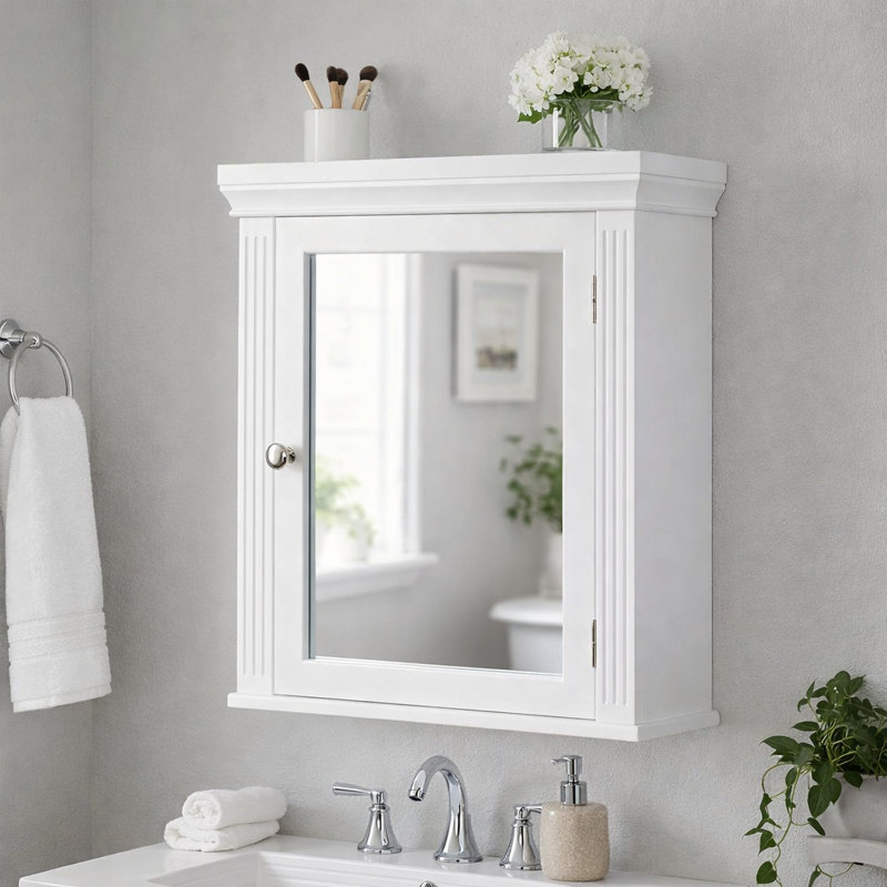 Nantwich Removable White Medicine Cabinet with Mirrored Door