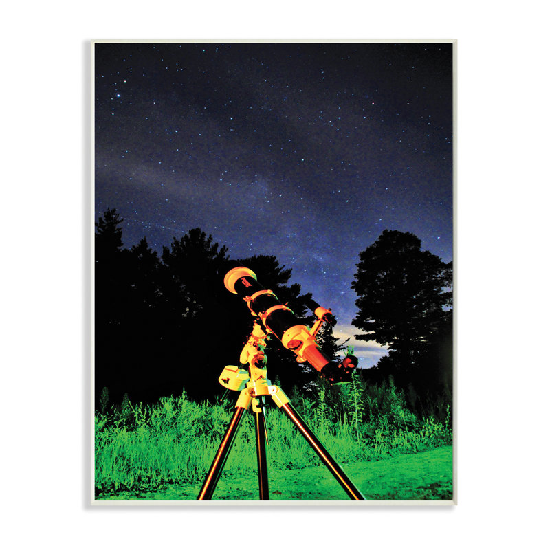 « abstract telescope night sky », impression, Plaque en bois, H 10 po x l 15 po x P 0,5 po