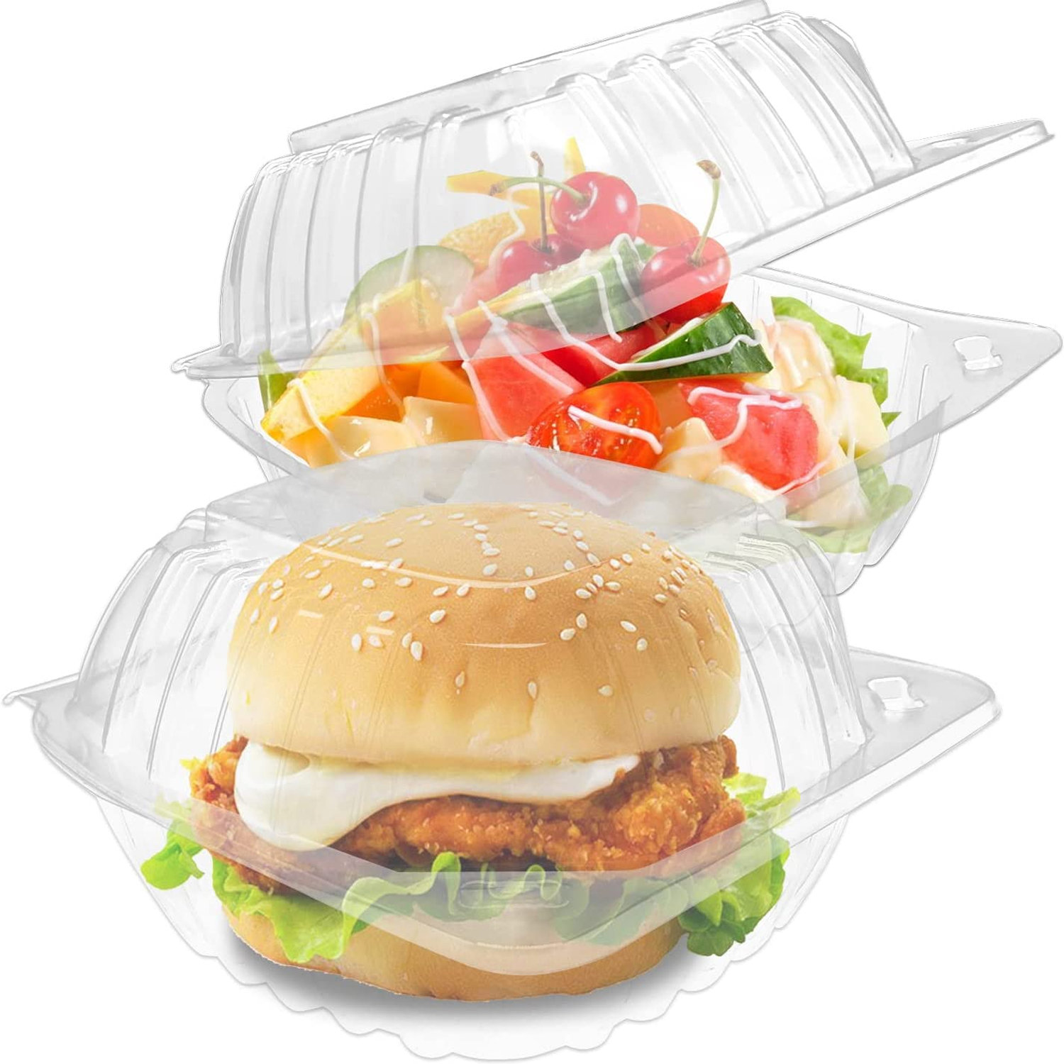 Prep & Savour 5x5 Seal Hinged-Lid Plastic Disposable Clear Take-out  Containers