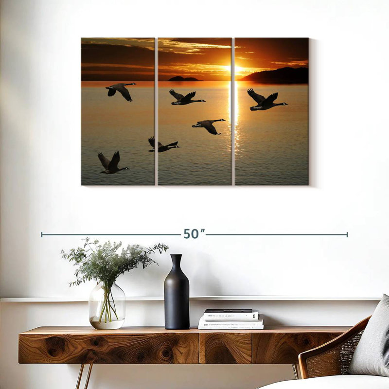 Brampt Sunset Geese Flight, 24" H x 38" W
