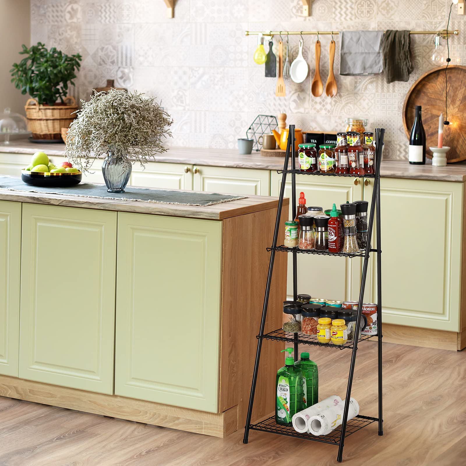 Ebern Designs Bathroom Standing Shelf Bathroom Towel Storage 4 Tier ...