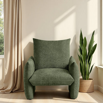 Fauteuil d'appoint moderne surdimensionné 34,3 po avec coussin moelleux en chenille moderne