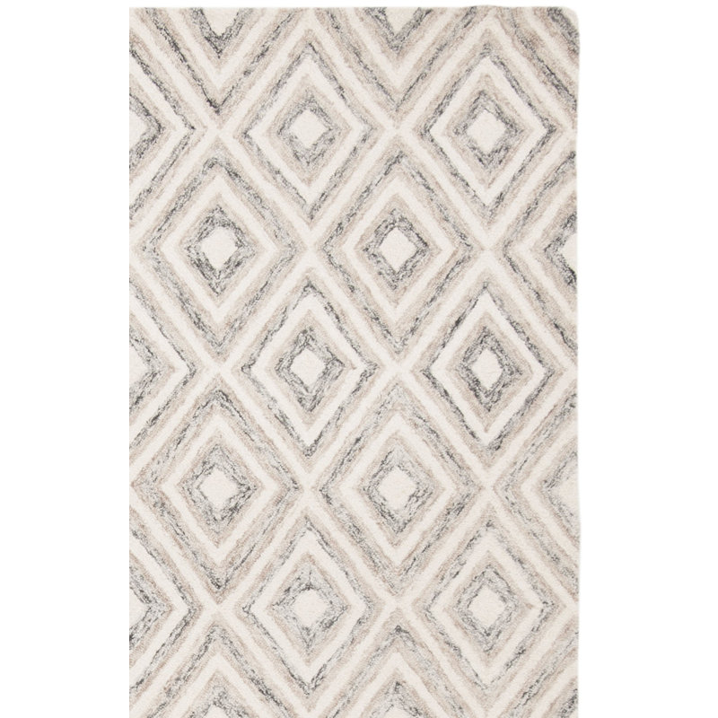 Tapis géométrique en laine touffeté à la main Vedika, Tapis de couloir 2 pi 3 po x 7 pi
