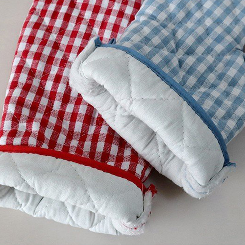Red Plaid Cotton Oven Mitts and Pot Holders Set, 6 Pieces