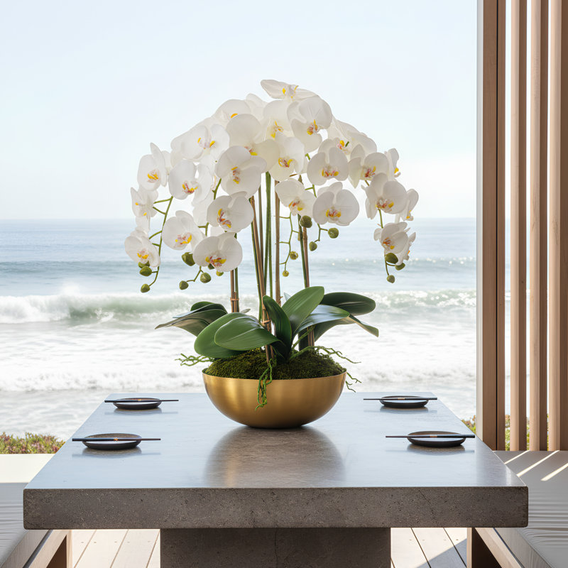 Orchidée dorée Abigail Realtouch, Blanc