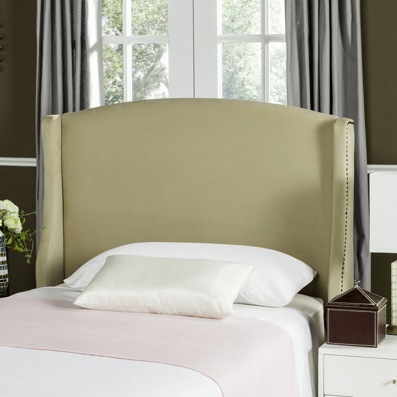 Hattiesburg Upholstered Headboard, Twin, Beige Viscose Blend