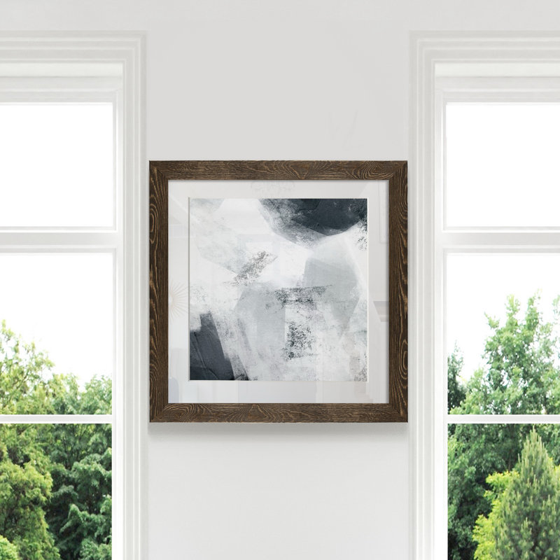 « Mire II », peinture sur papier encadrée, H 31,5 po x l 31,5 po x P 1,5 po, Cadre noyer