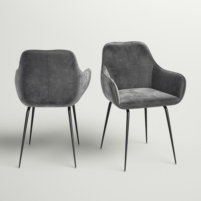 Abert 49cm H Tufted Cotton Upholstered Armchair, Grey