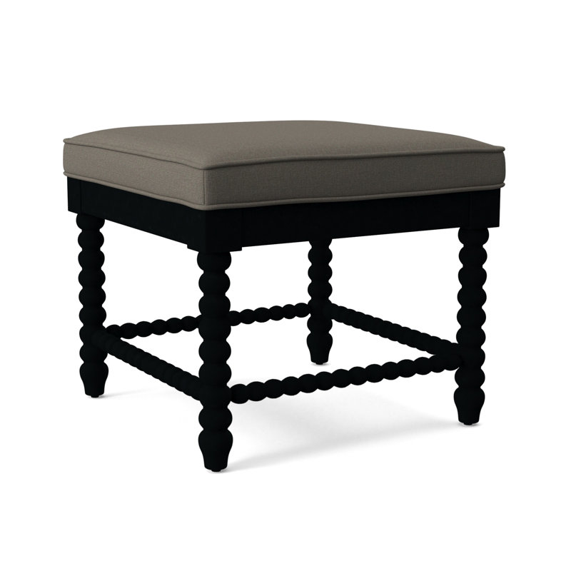 Lind Island Upholstered Bench, Sunbrella Beige Pinstripe; 6205-74, Black Finish