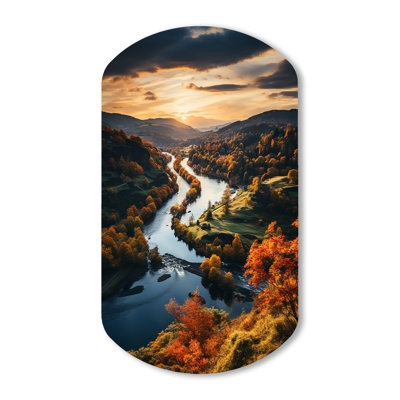 Hanifa Forest Autumn In The USA II - Forest Cylinder Shape Assymterical Metal Wall Art