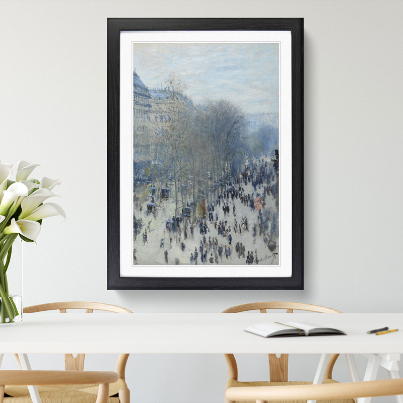 Boulevard Des Capucines by Claude Monet - Picture Frame Painting, 65cm H x 48cm W x 2cm D, Black