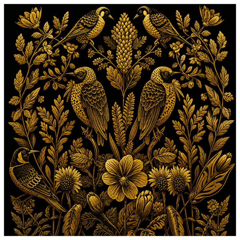 Rideaux de douche Golden Birds Botanical, L 70 po x H 72 po