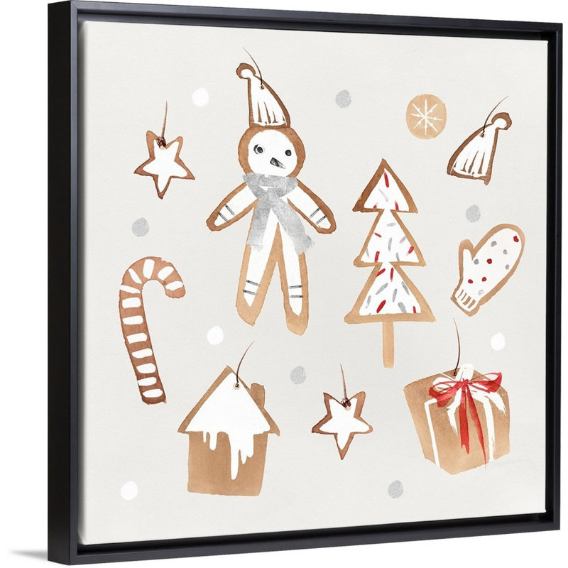 Gingembre pain biscuits II-reproduction d’art sur toile, Cadre noir, 32" H x 32" W x 1.75" D